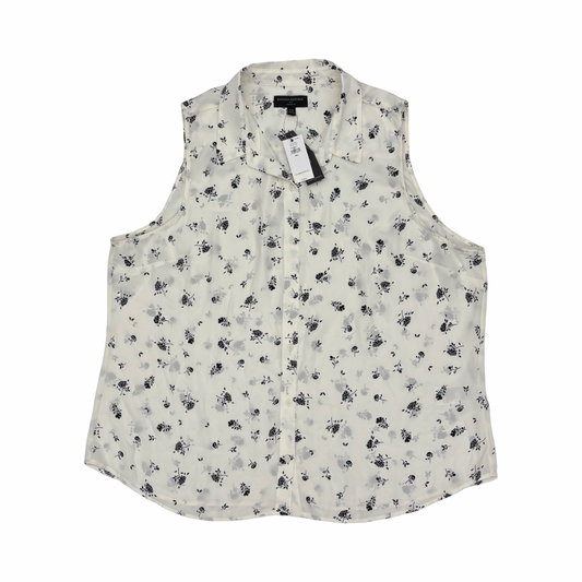 Blouse Sleeveless By Banana Republic In Black & White, Size:Xxl