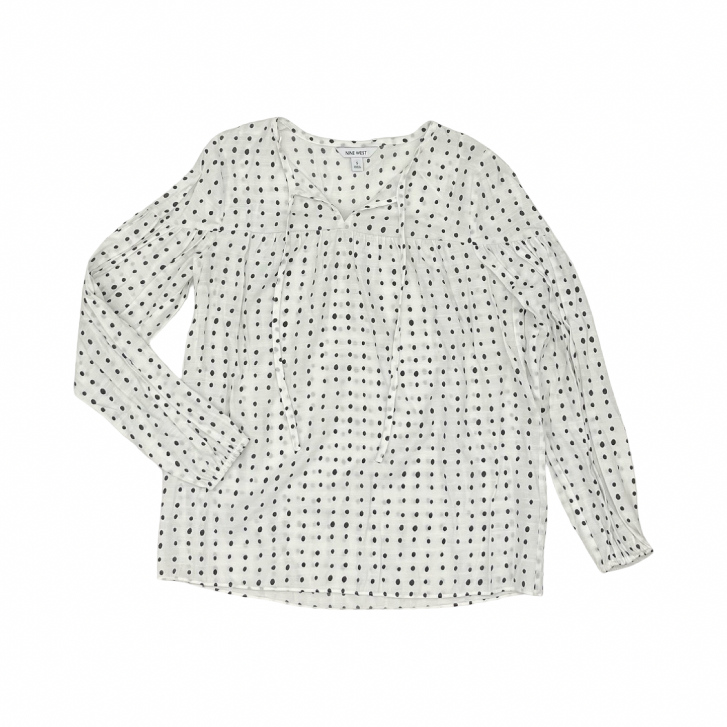 Blouse Ls By Nine West Apparel In Black & White, Size:S