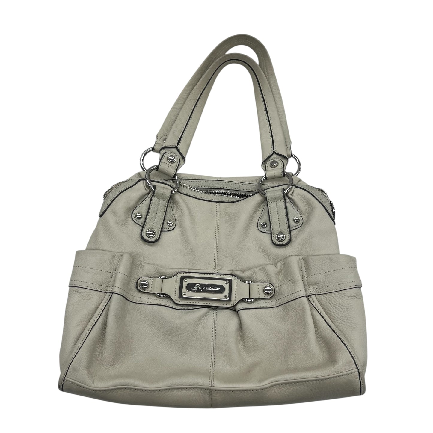 Handbag Leather By B. Makowsky In Tan, Size:Medium