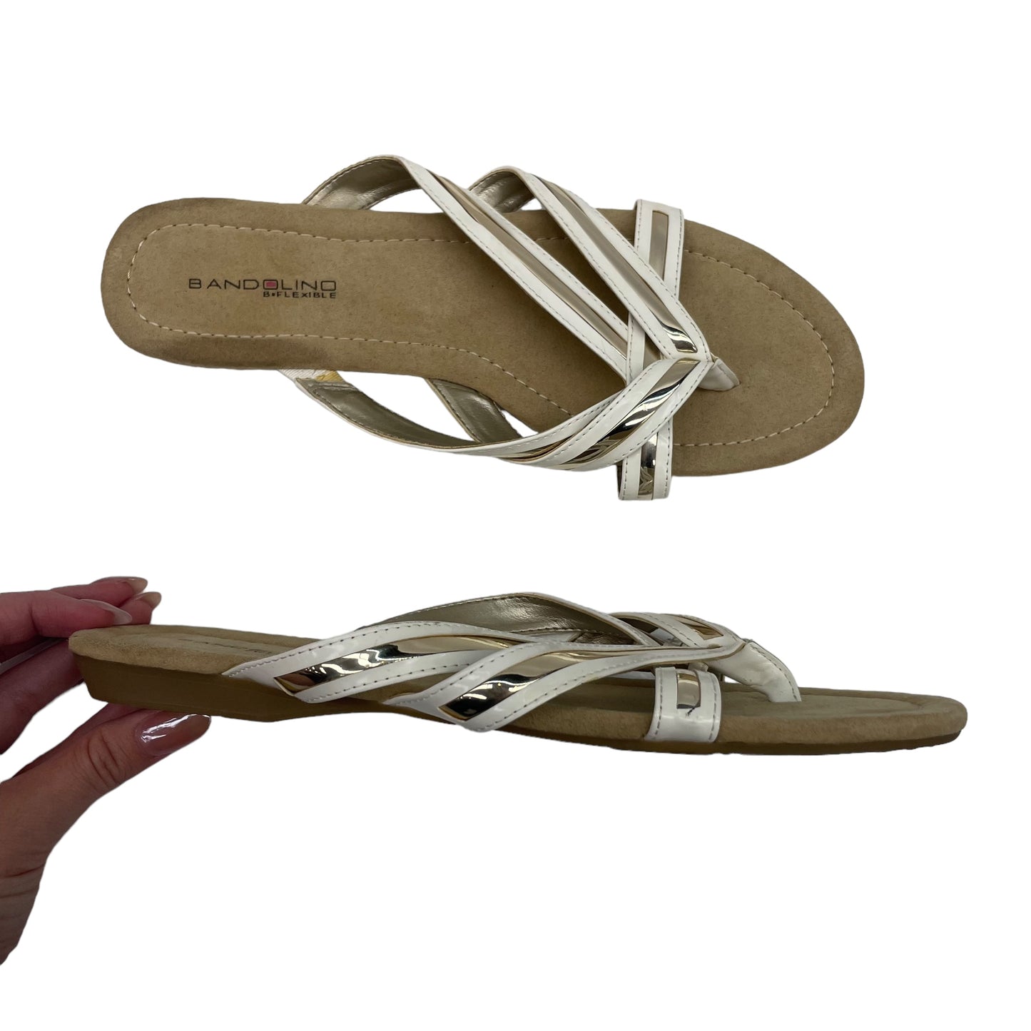 TAN SANDALS FLIP FLOPS by BANDOLINO Size:10