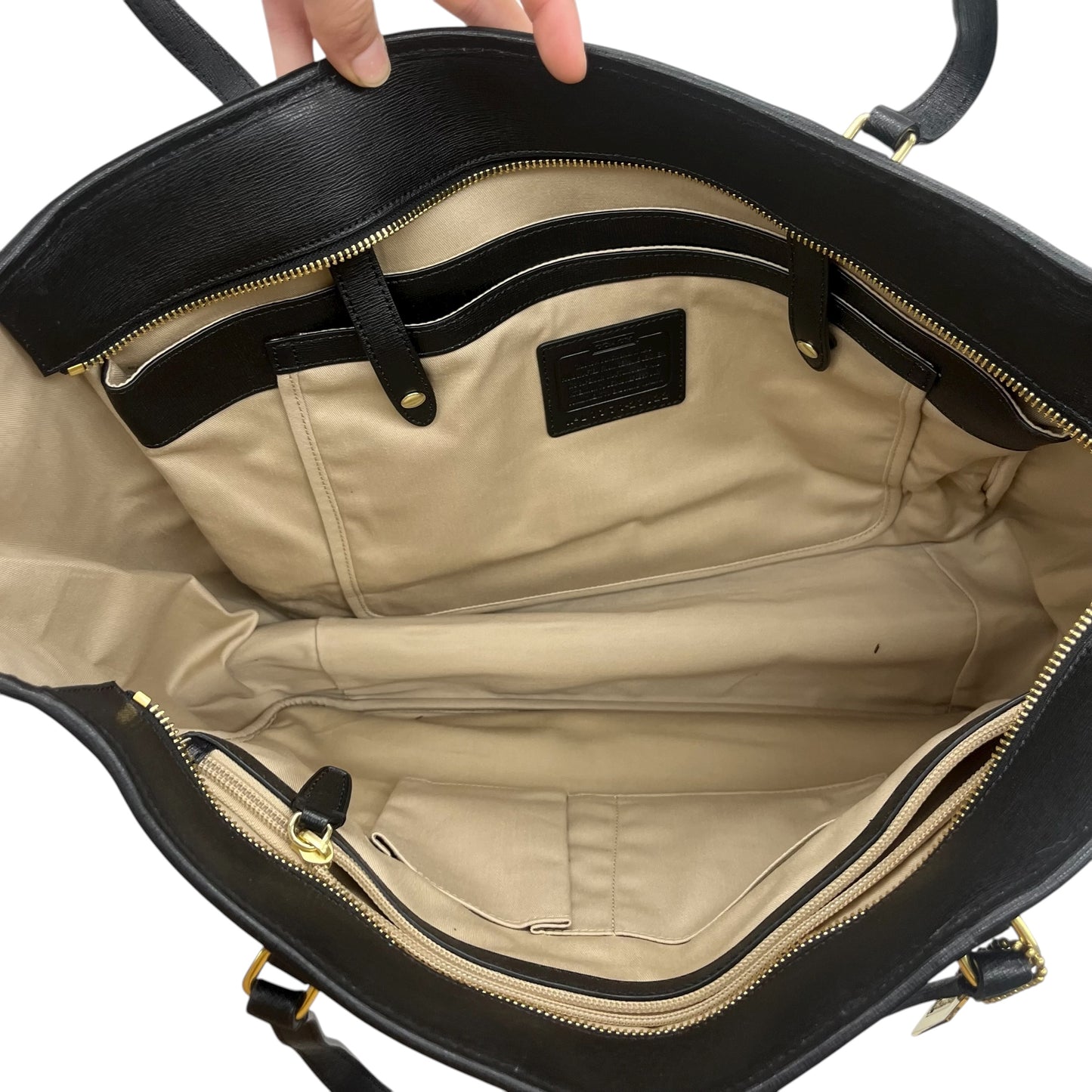 Handbag Designer By Coach In Black, Size:Large