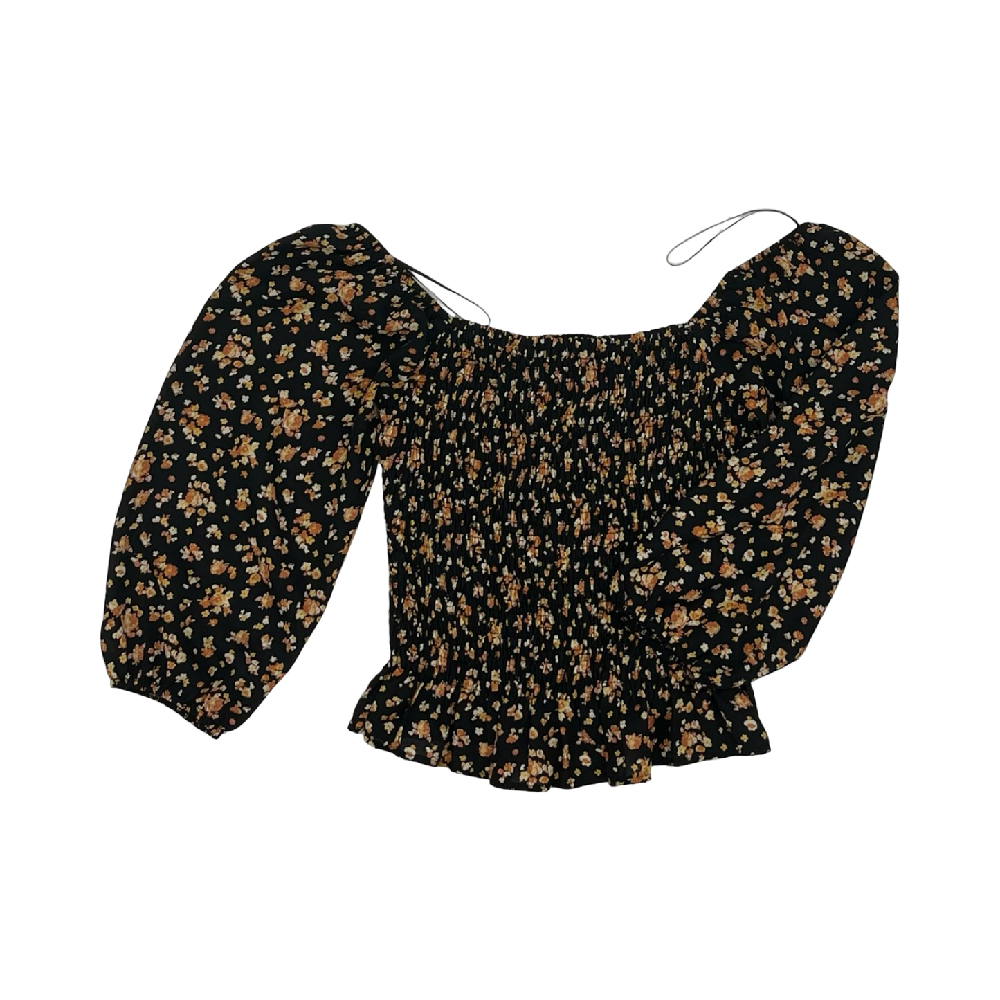 Blouse Ls By Paper Crane In Black & Orange, Size:S