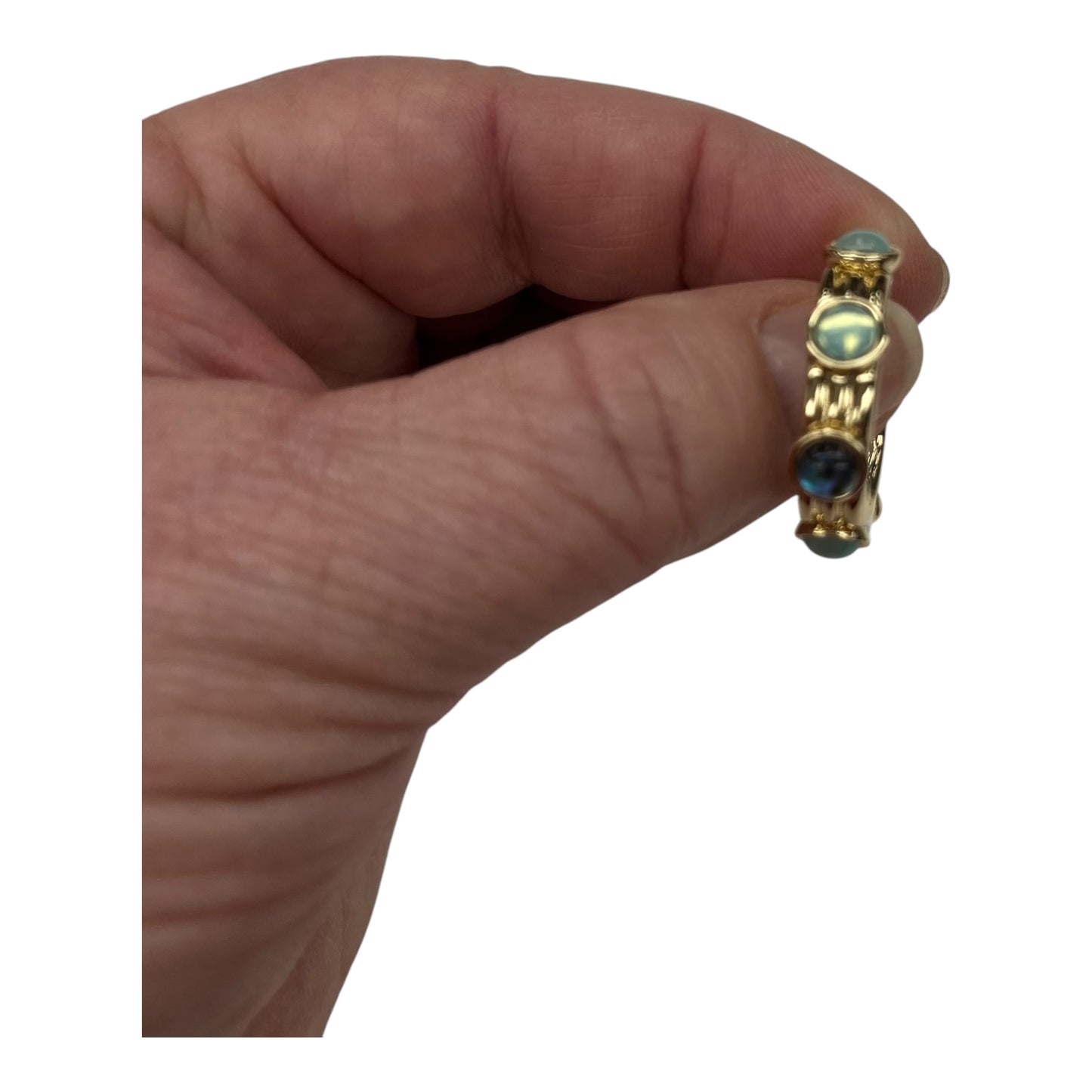 Earrings Clip By Cmf In Gold & Green