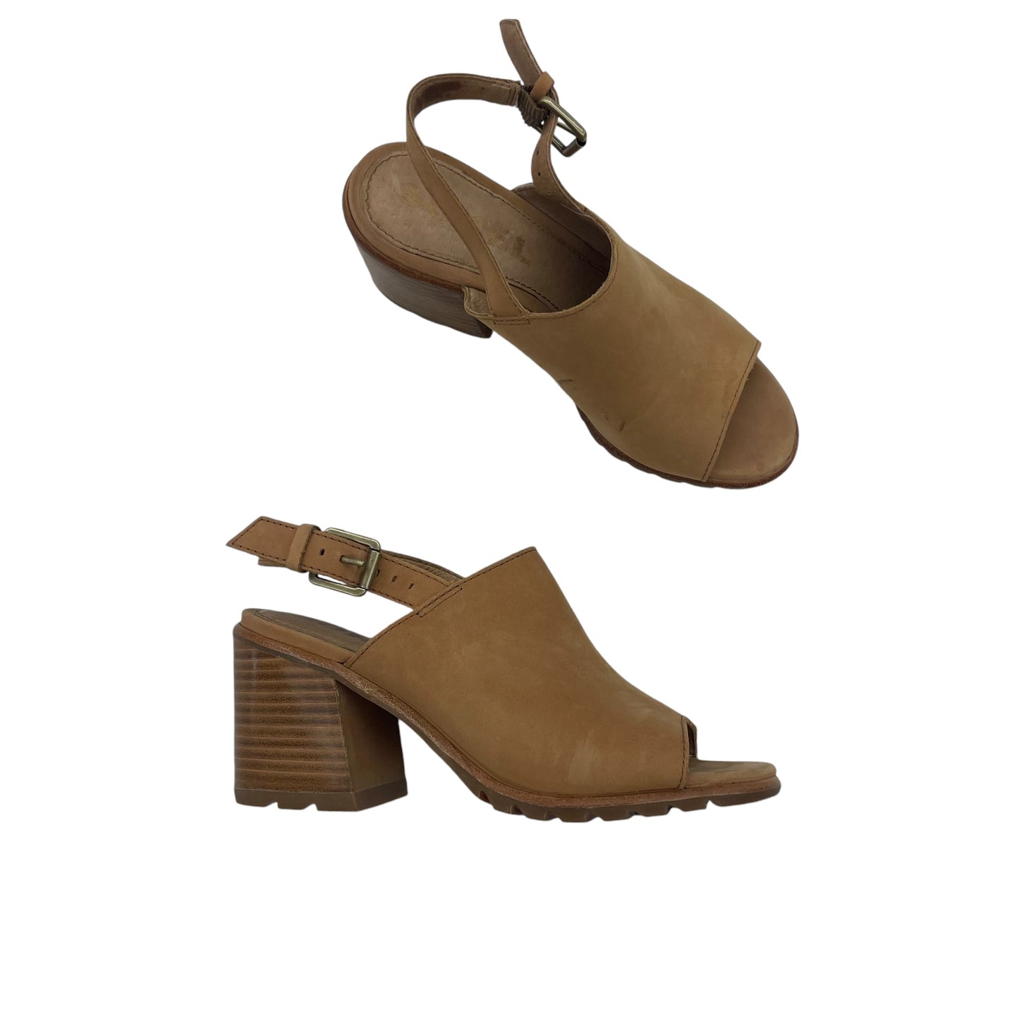 Sandals Heels Block By Sorel In Tan, Size:6