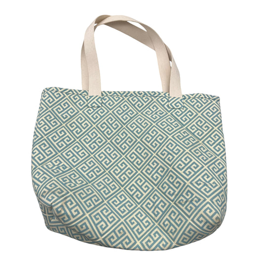 Tote By Clothes Mentor In Blue & Cream, Size:Large