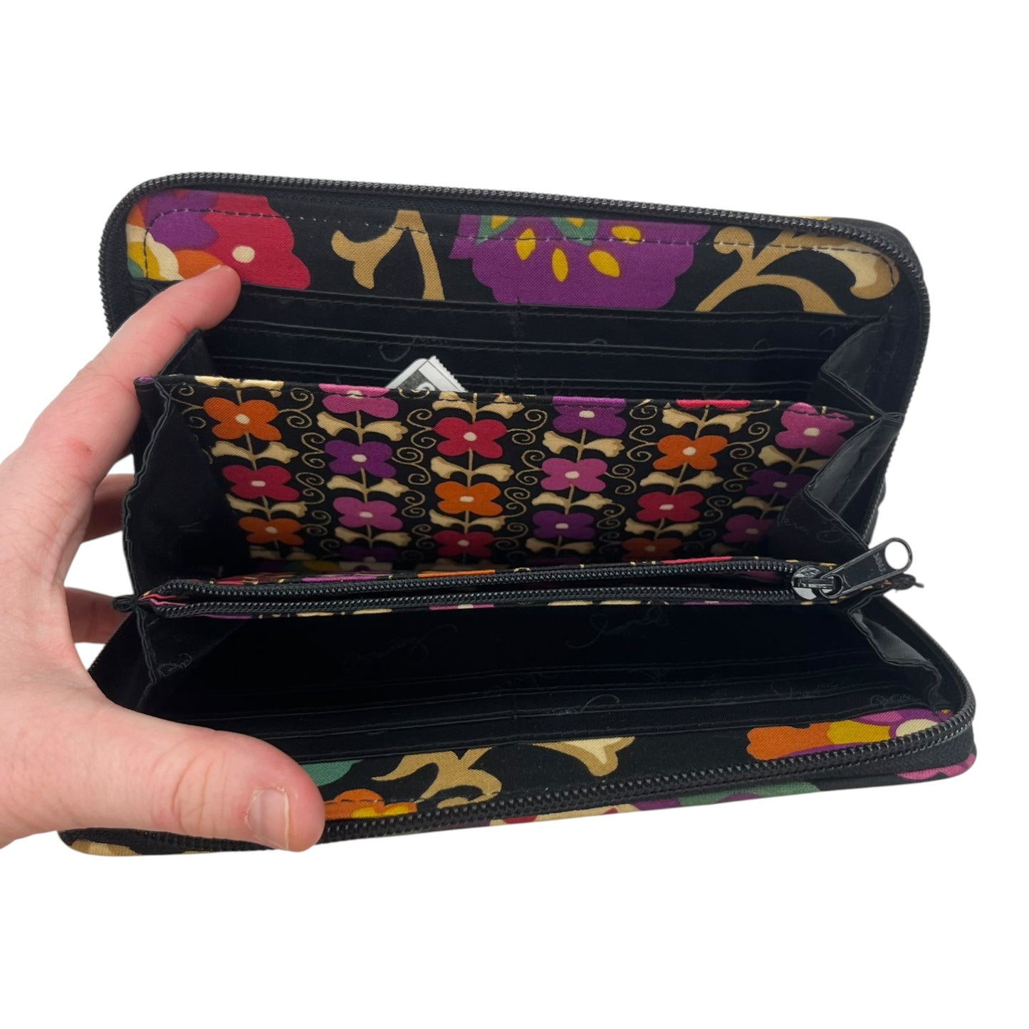 Wallet By Vera Bradley In Black & Gold, Size:Medium