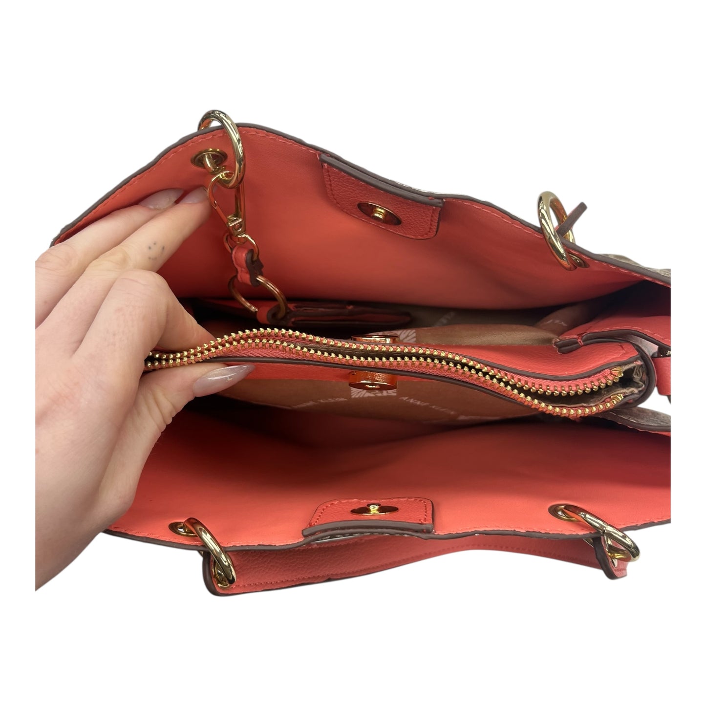 Handbag By Anne Klein In Brown & Orange, Size:Medium
