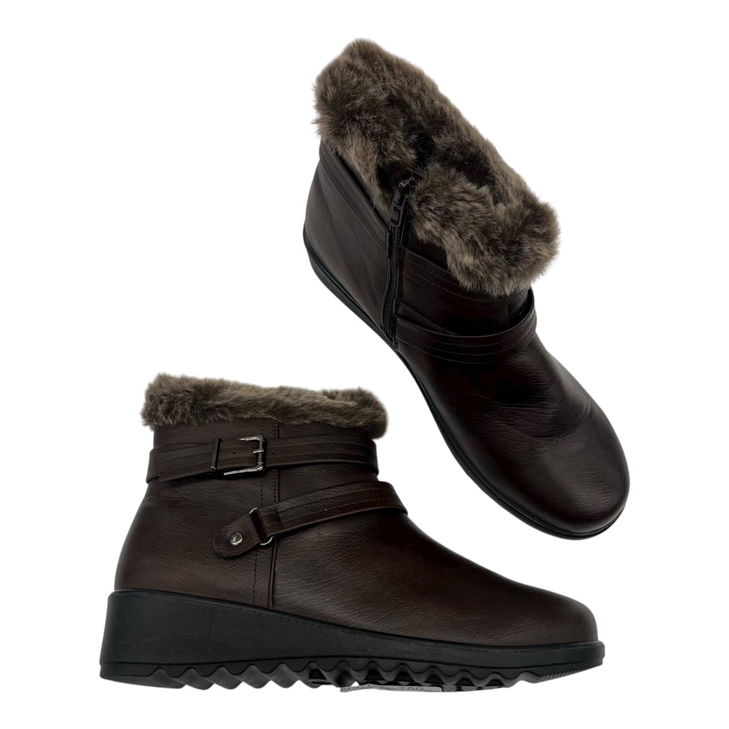 Boots Ankle Flats By Cmf In Brown, Size:11