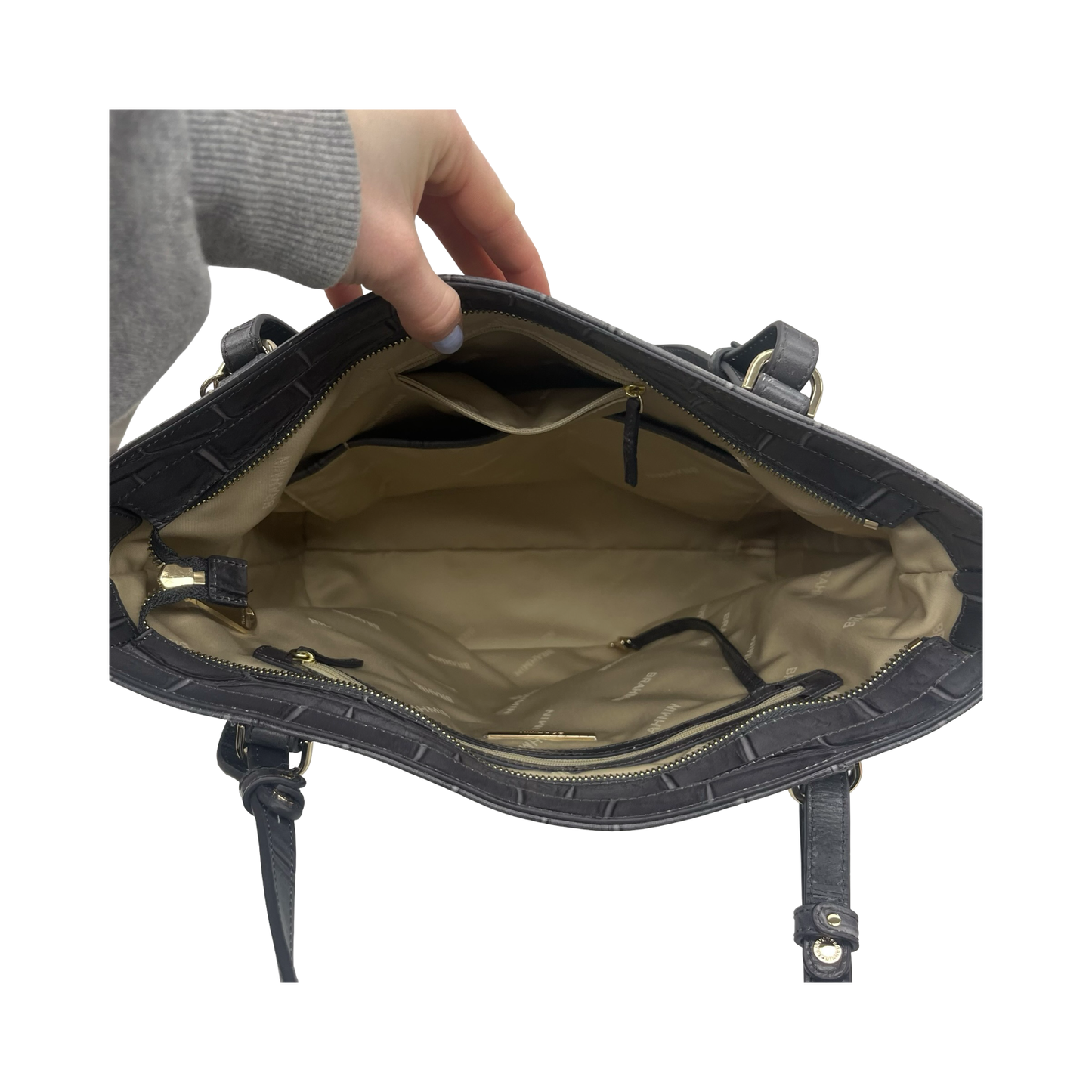 Handbag Designer By Brahmin In Grey, Size:Large