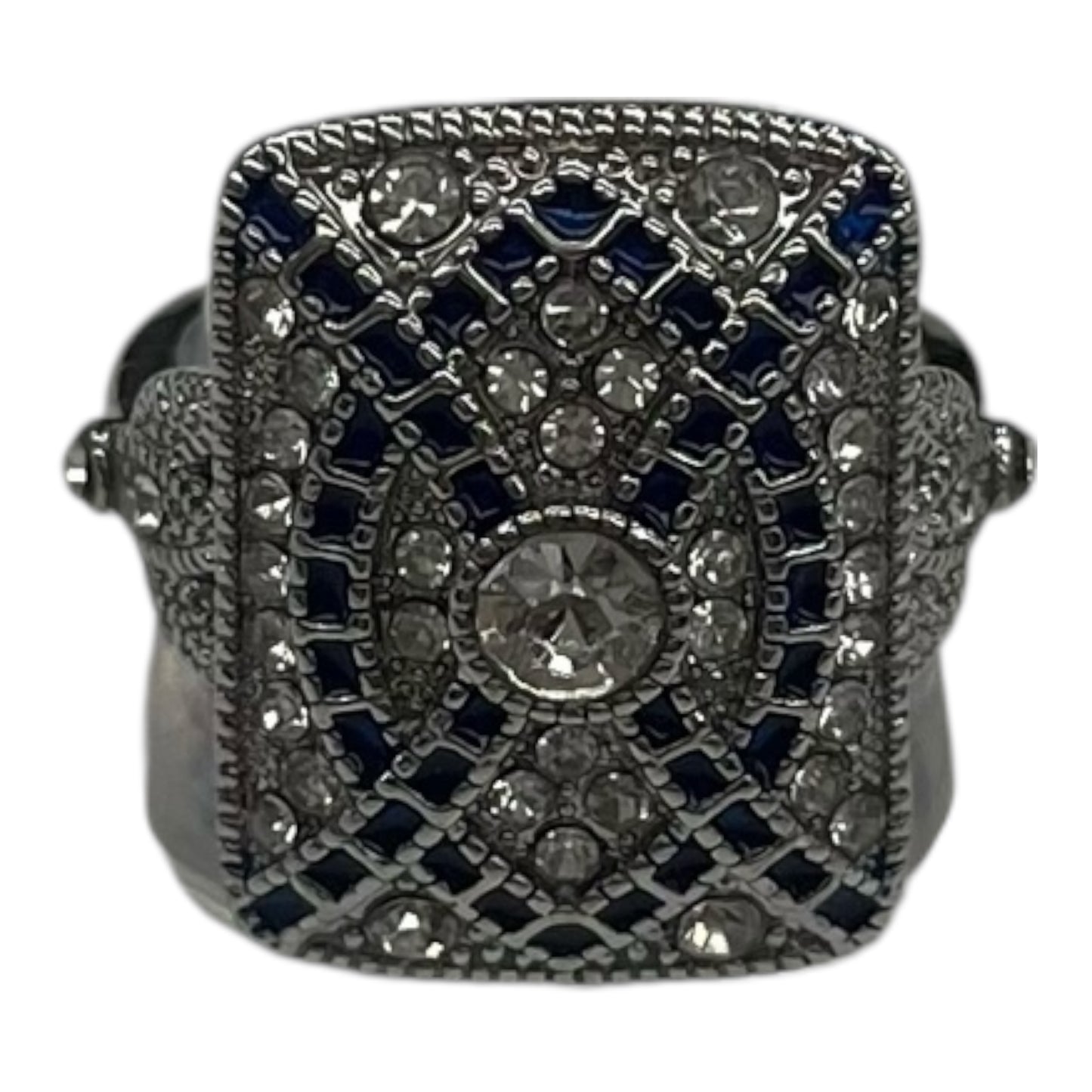 Ring Statement By Clothes Mentor In Blue & Silver, Size:8