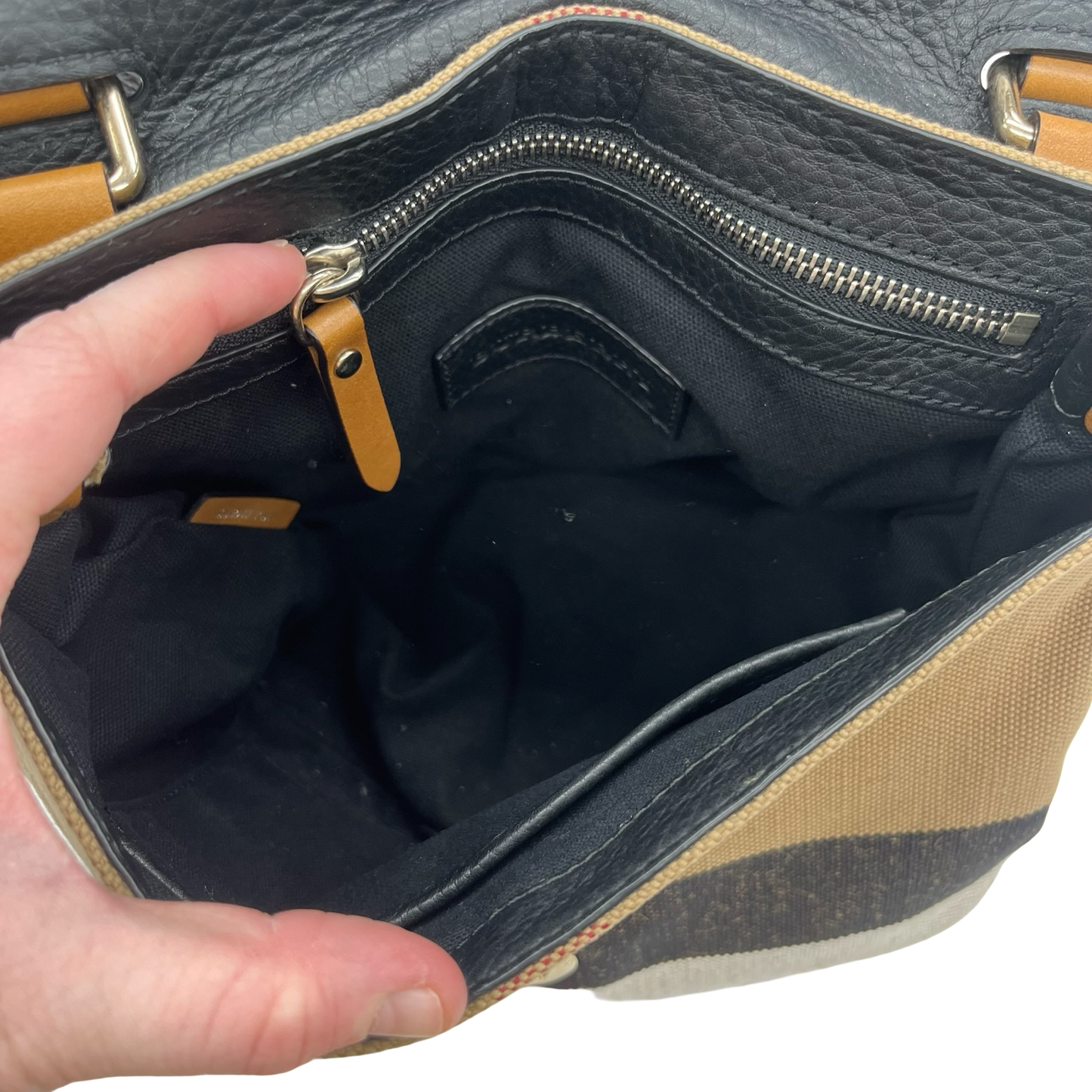 Crossbody Luxury Designer By Burberry In Black & Brown, Size:Medium