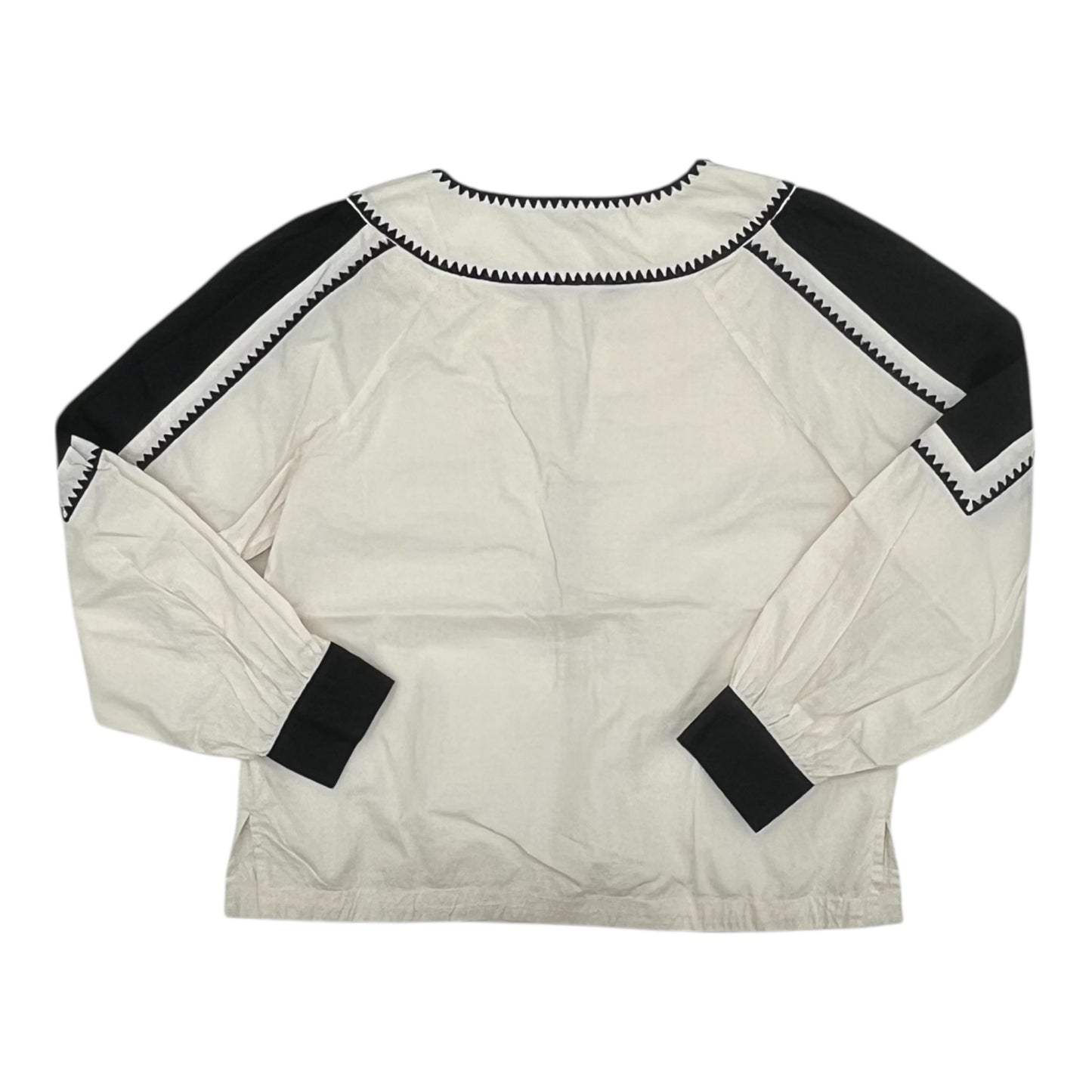 Blouse Ls By Loft In Black & White, Size:S