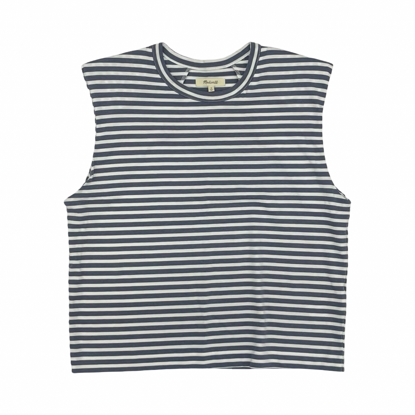 Top Sleeveless By Madewell In Blue & White, Size:M