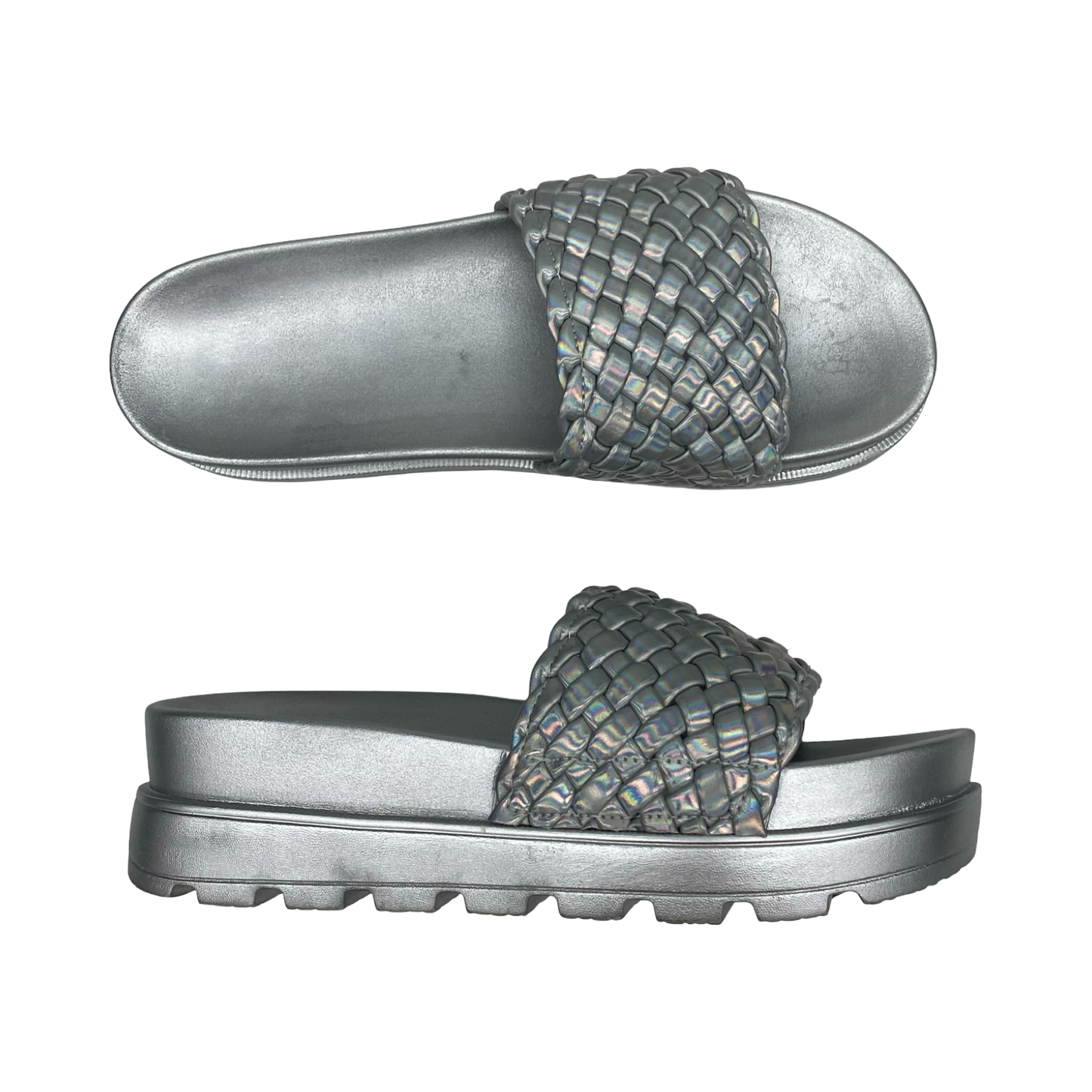 Sandals Heels Platform By Cmf In Silver, Size:10