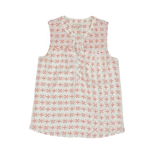 Blouse Sleeveless By Skies Are Blue In Orange & White, Size:M