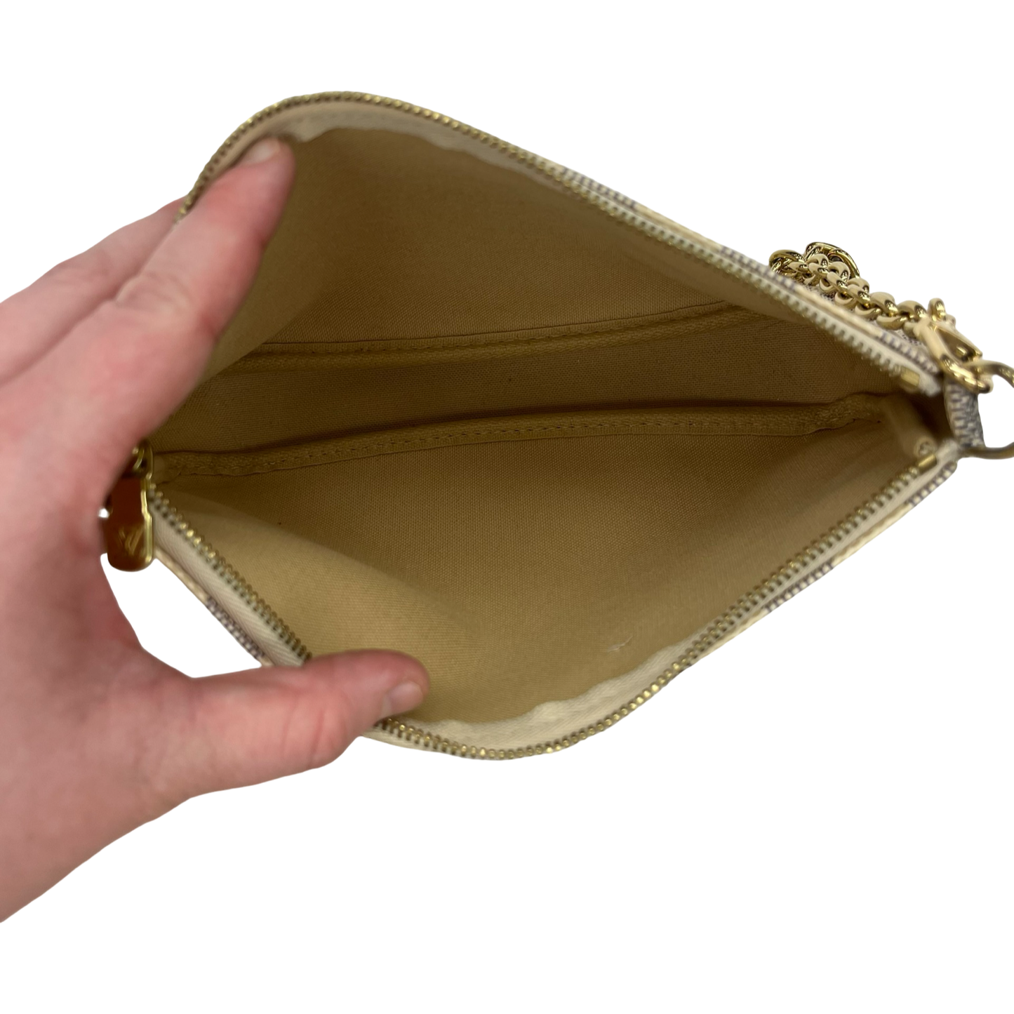 Handbag Luxury Designer By Louis Vuitton In Blue & Cream, Size:Small