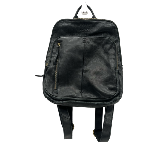 Backpack Leather By Clothes Mentor In Black, Size:Medium