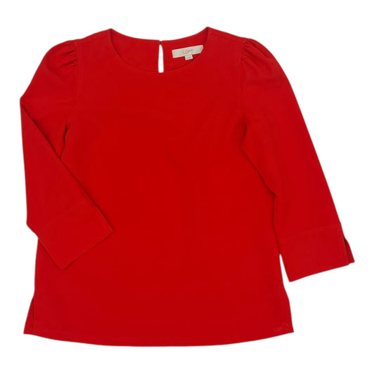 Blouse Ls By Loft In Red, Size:Xs