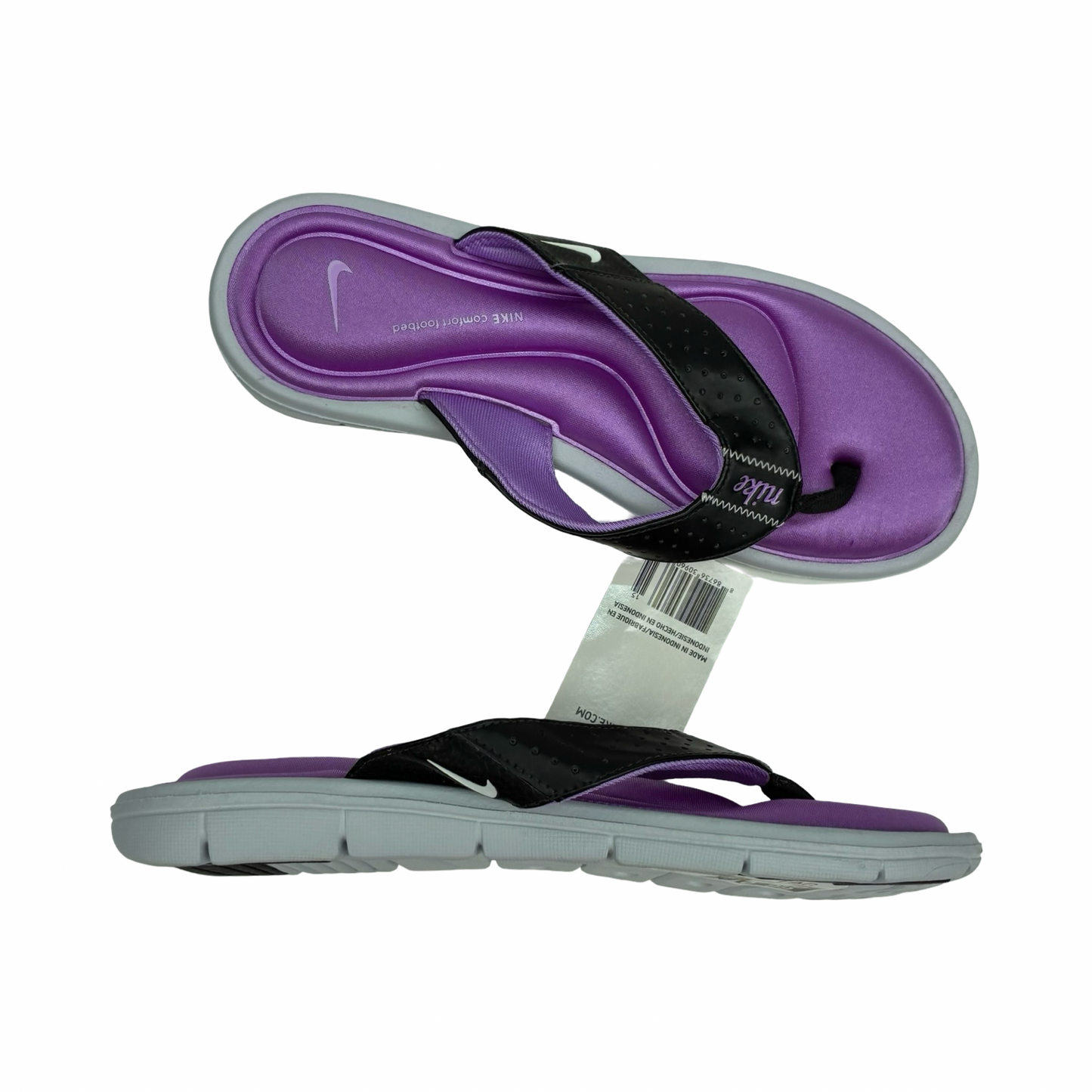 Sandals Flip Flops By Nike In Black & Purple, Size:9