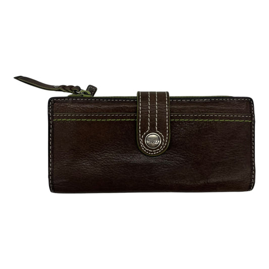 Wallet Leather By Fossil In brown, Size:Medium