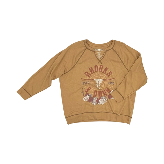 Sweatshirt Collar By Clothes Mentor In Brown, Size:1X