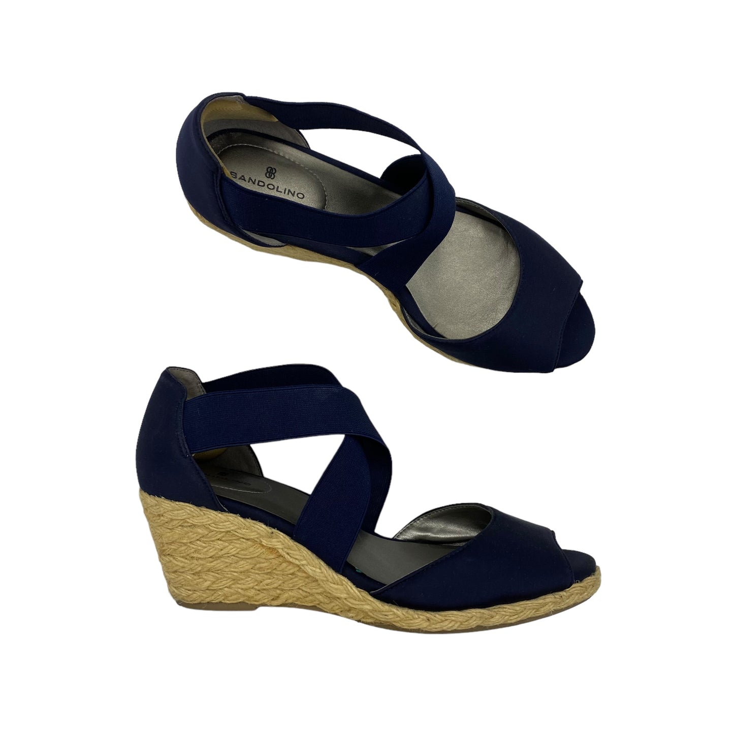 BLUE SANDALS HEELS WEDGE by BANDOLINO Size:8