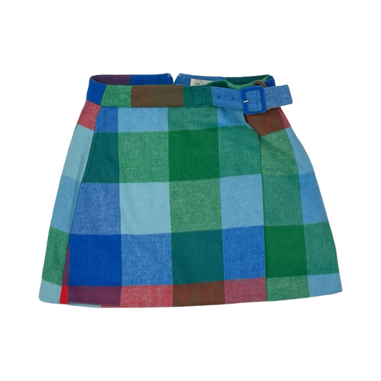 Skirt Mini & Short By Free Assembly In Blue & Green, Size:2