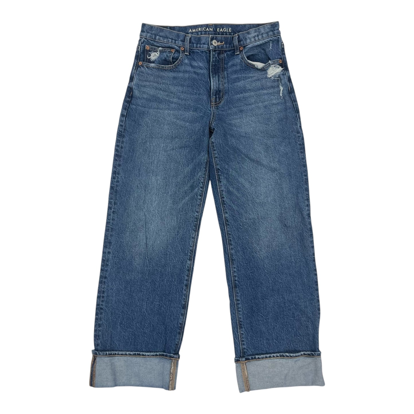 Jeans Wide Leg By American Eagle In Blue Denim, Size:6P