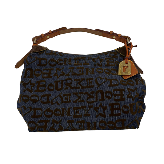 Handbag Designer By Dooney And Bourke In Blue & Brown, Size:Medium