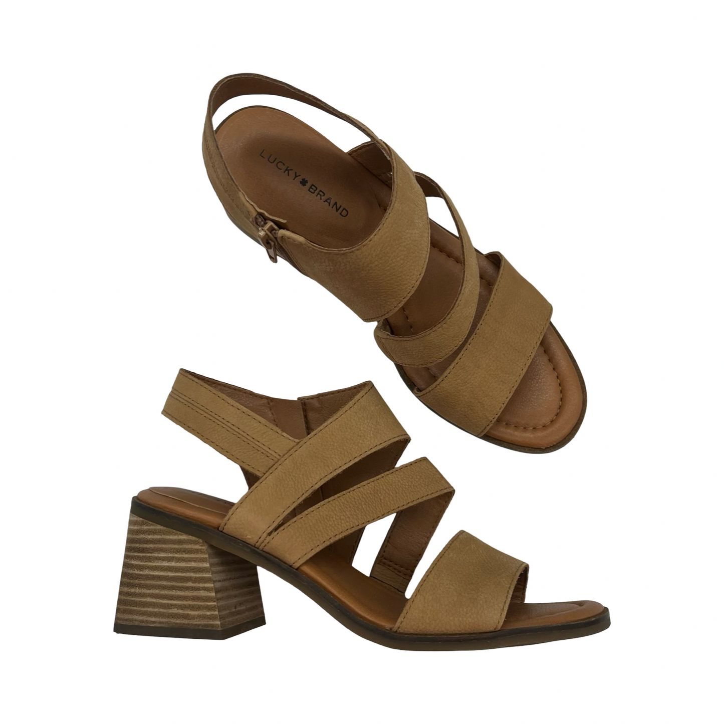 Sandals Heels Block By Lucky Brand In Brown, Size:9
