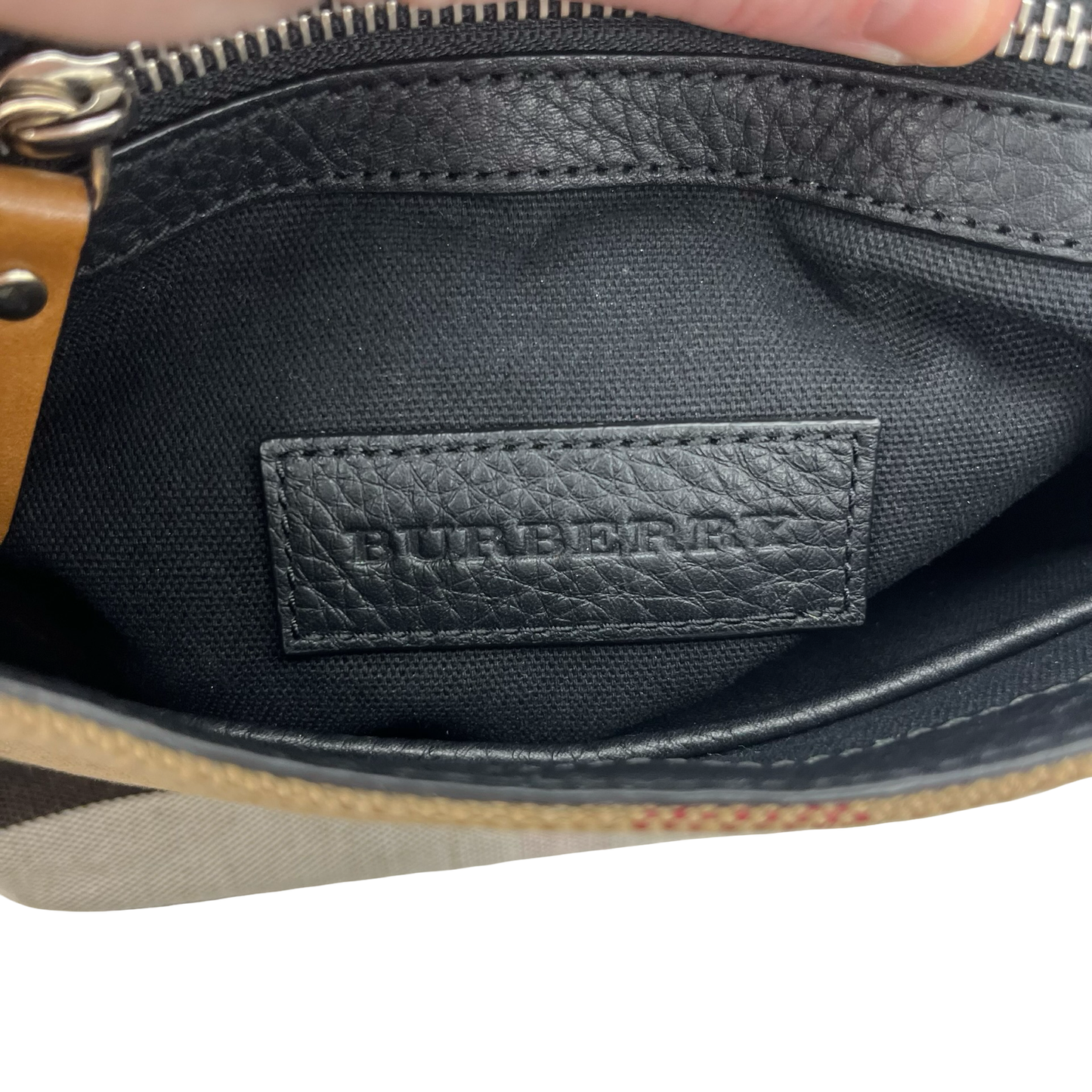 Crossbody Luxury Designer By Burberry In Black & Brown, Size:Medium