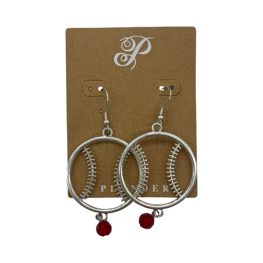 Earrings Dangle/Drop By Plunder In Red & Silver