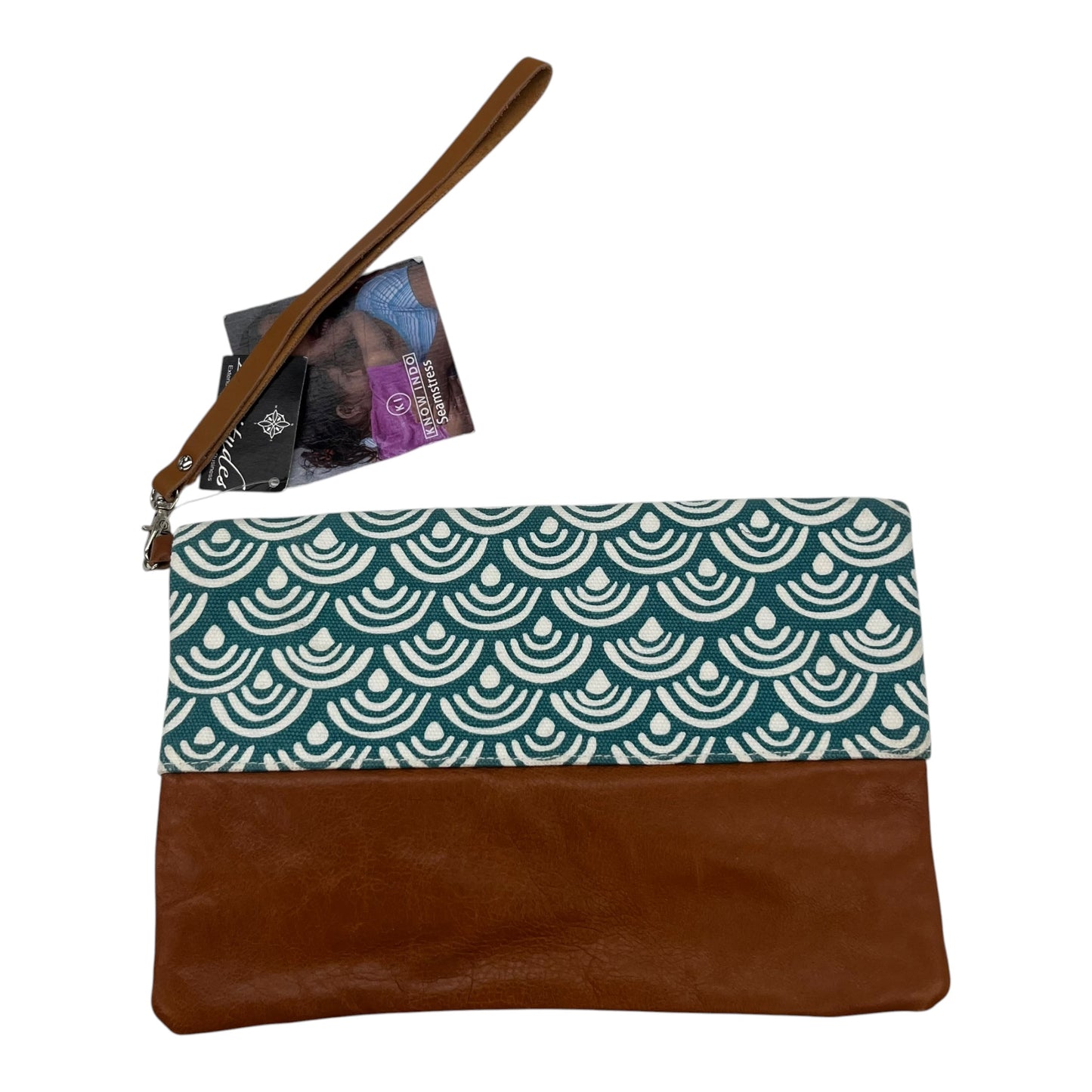 Wristlet By Clothes Mentor In Blue & Brown, Size:Medium