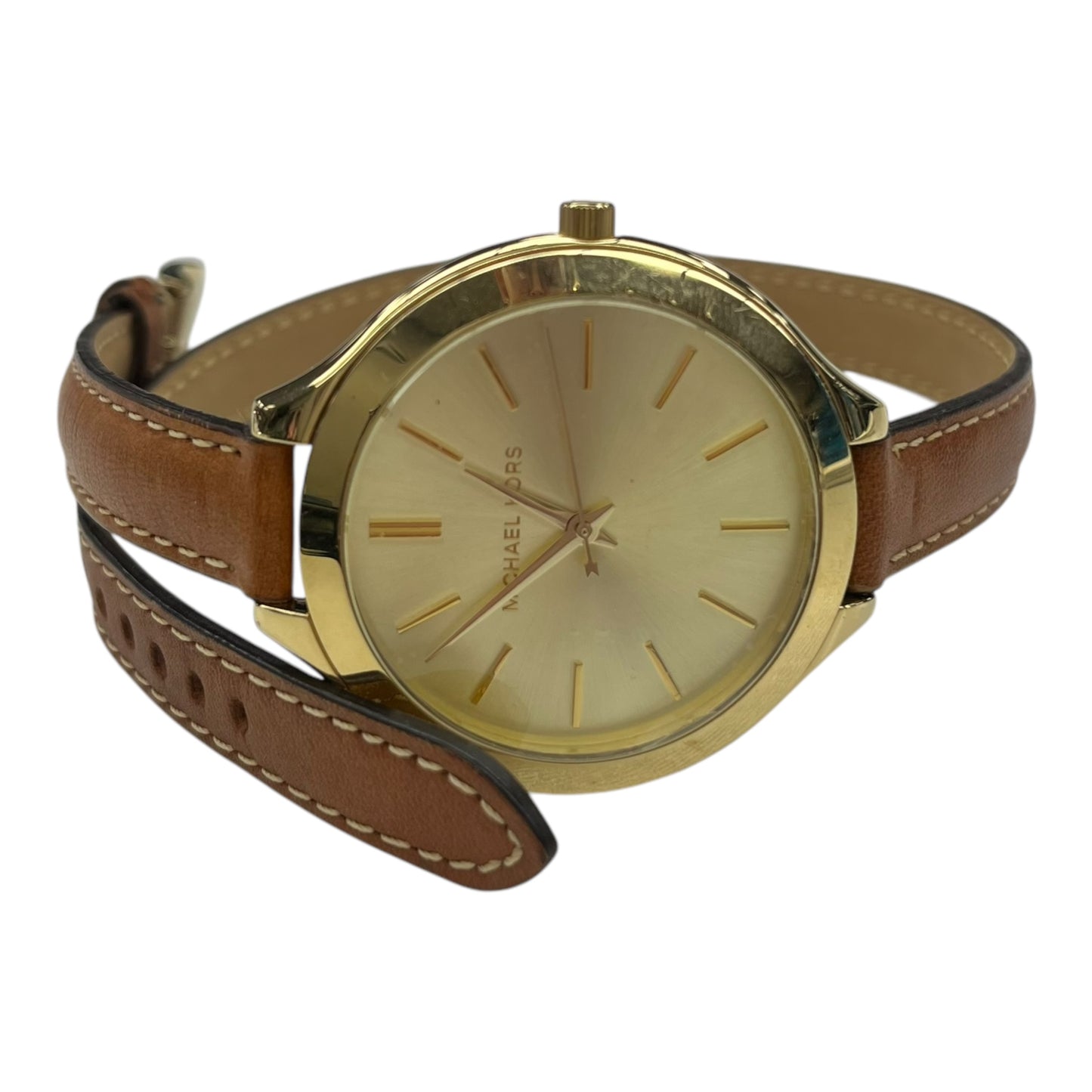 Watch Designer By Michael Kors In Brown & Gold, Size:Large