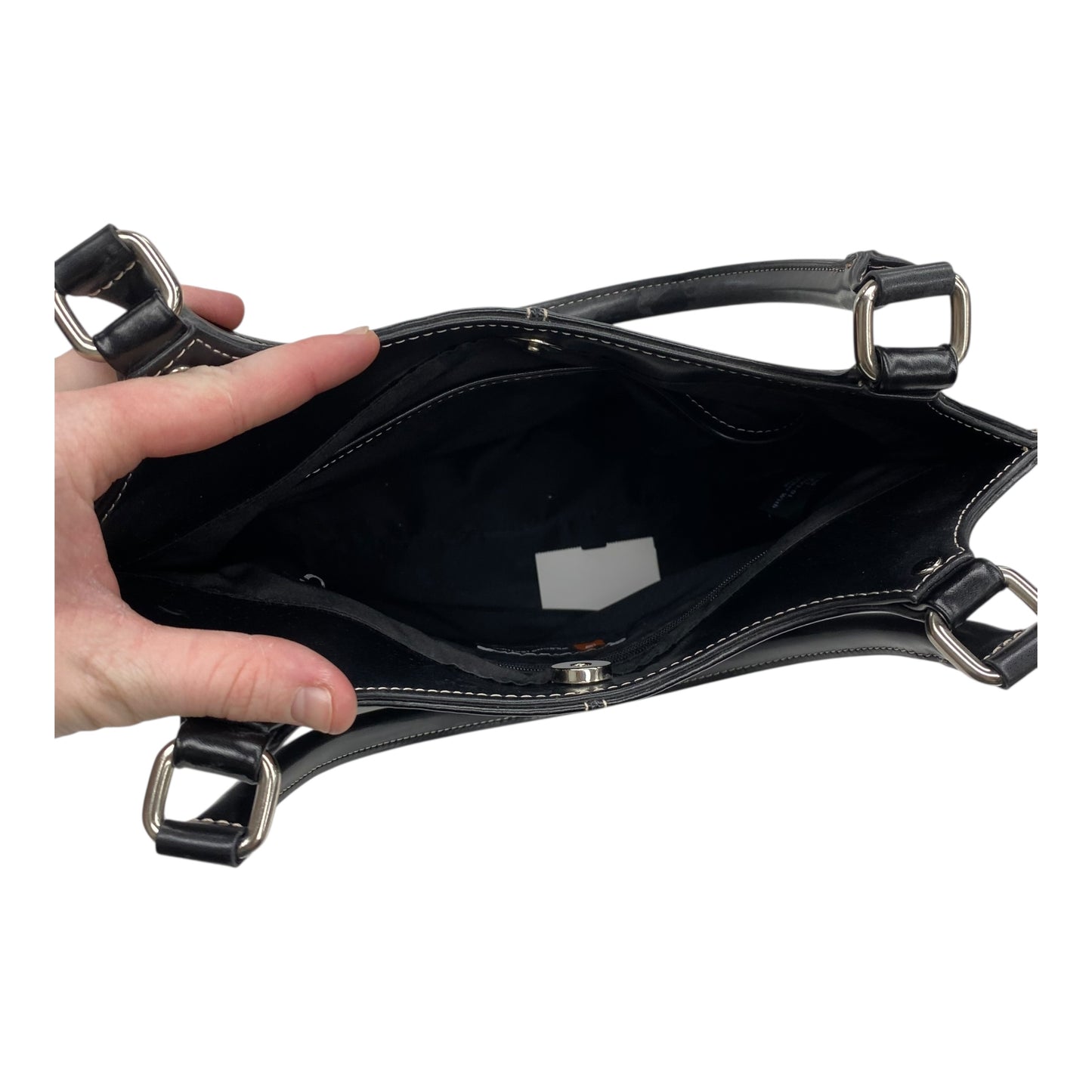 Handbag Leather By Wilsons Leather In Black, Size:Medium