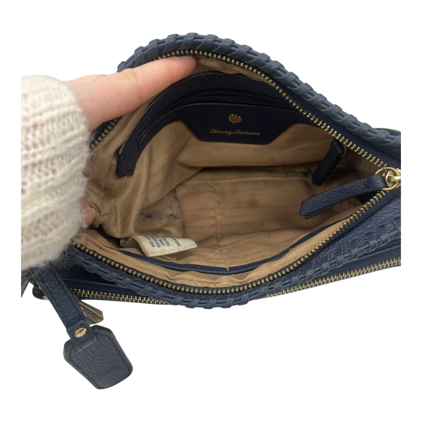 Crossbody Leather By Tommy Bahama In Blue, Size:Medium