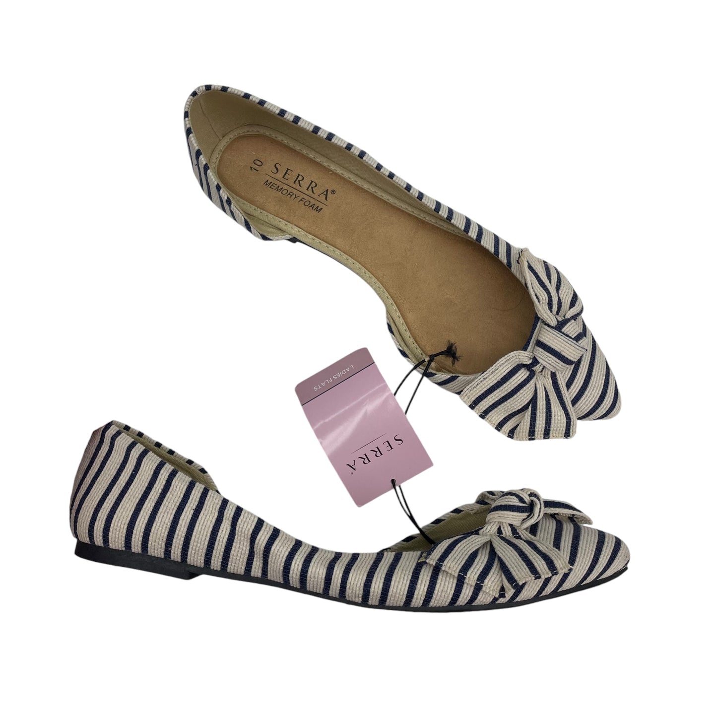 Shoes Flats By Serra In Blue & Cream, Size:10