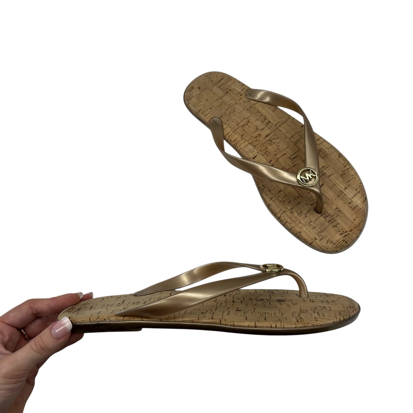 Sandals Designer By Michael Kors In Gold, Size:8