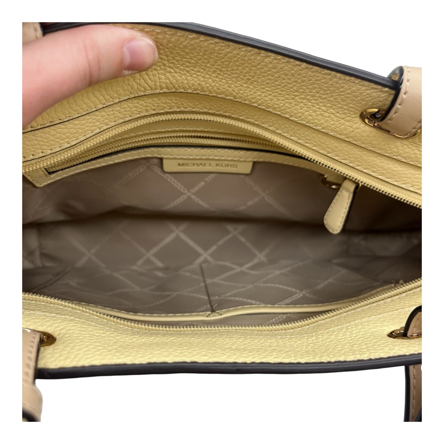 Handbag Designer By Michael Kors In Yellow, Size:Medium