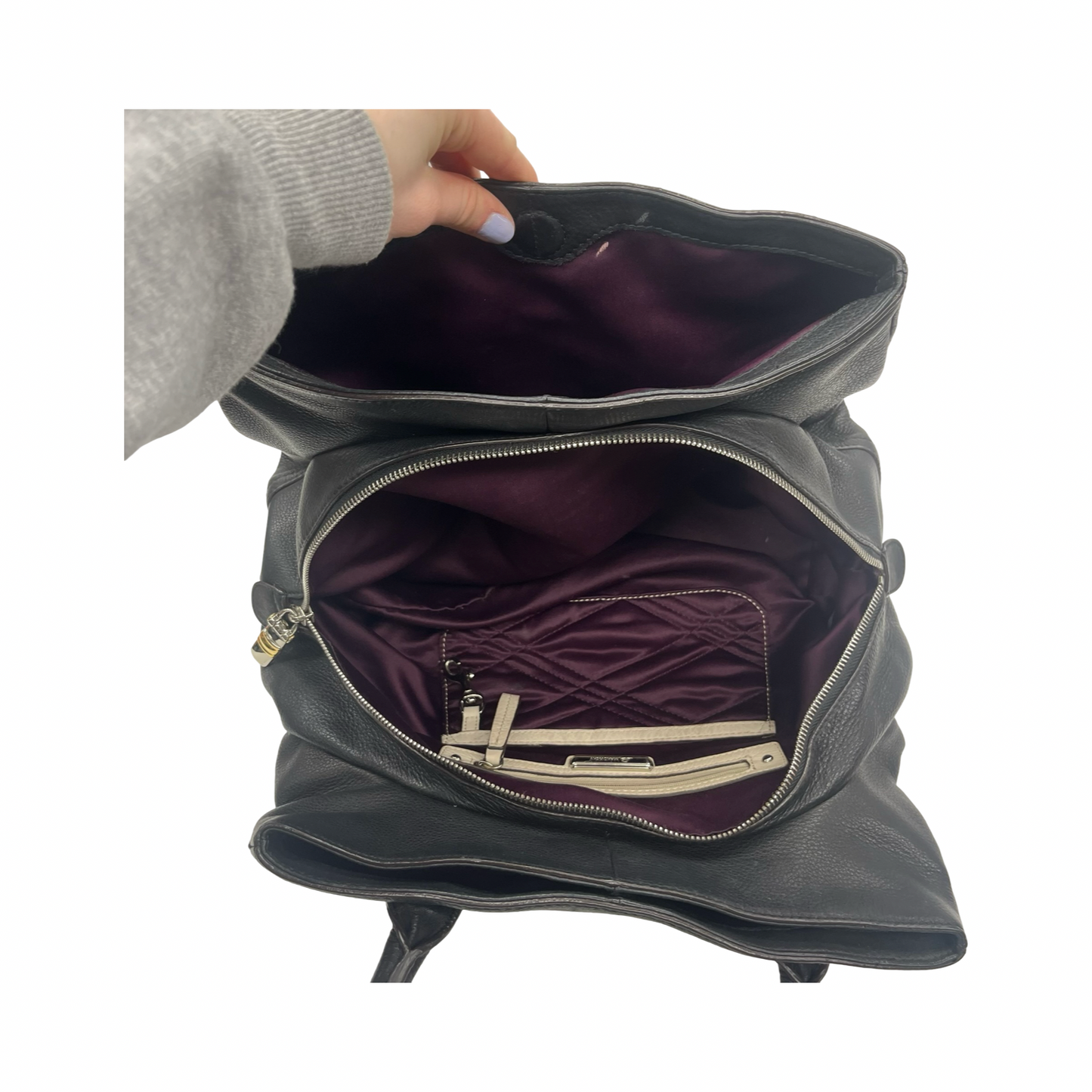 Handbag Leather By B. Makowsky In Black, Size:Medium