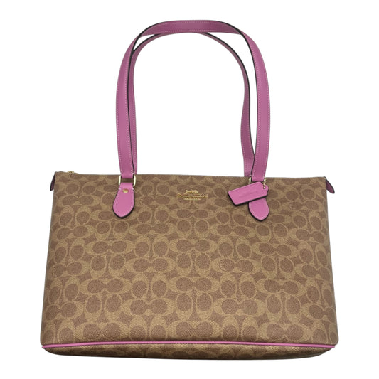 Handbag Designer By Coach In Purple & Tan, Size:Medium