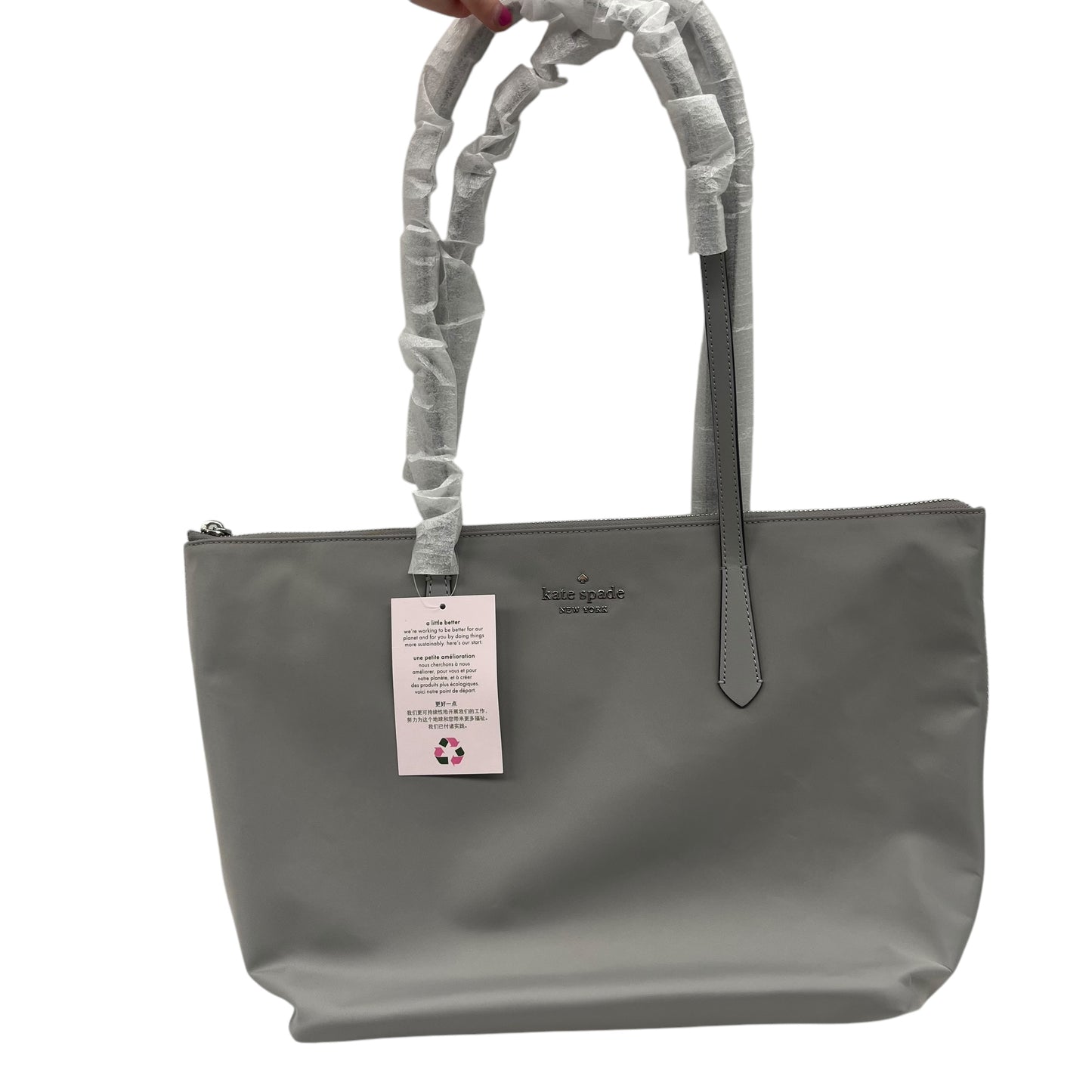 Tote Designer By Kate Spade In Grey, Size:Medium