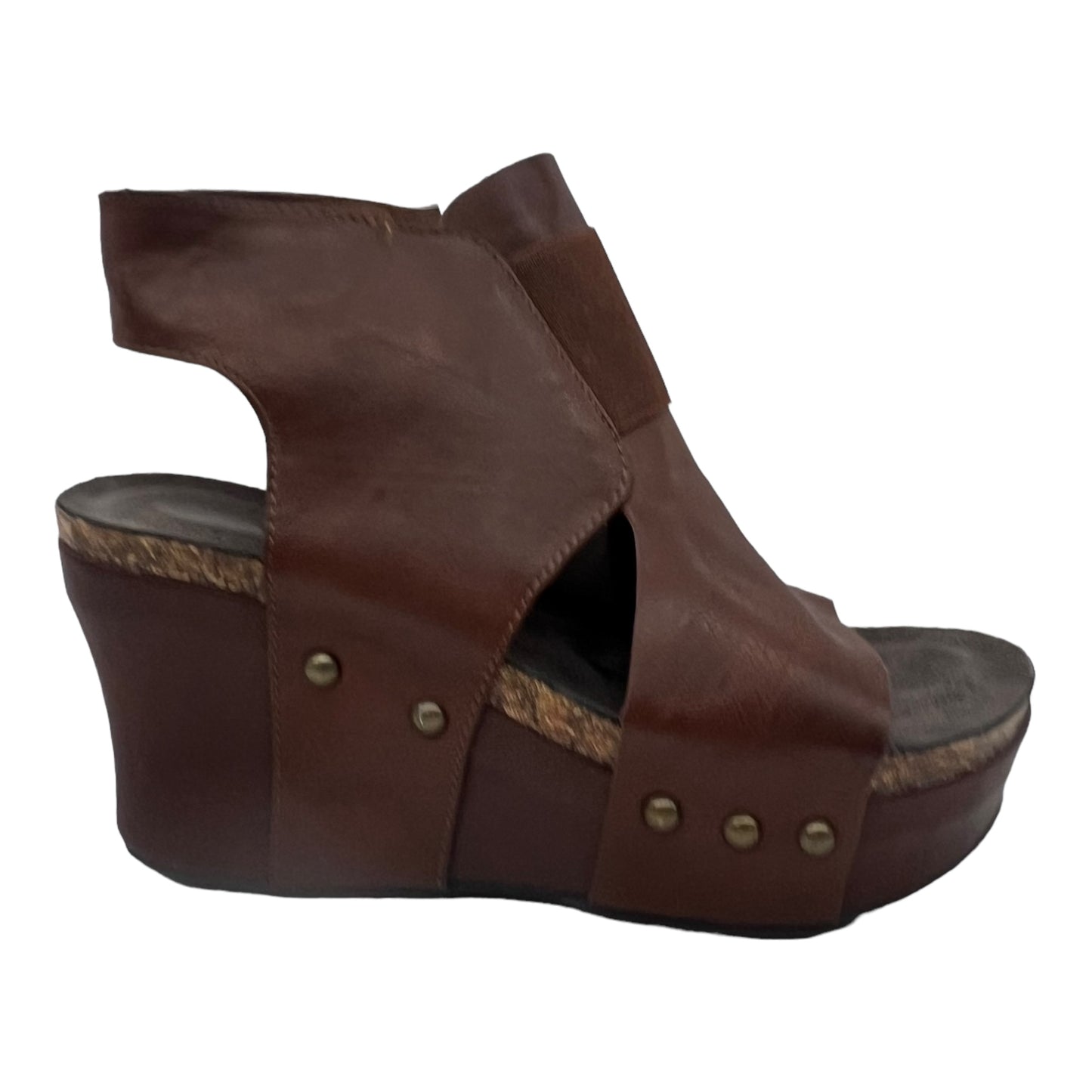 BROWN SANDALS HEELS WEDGE by PIERRE DUMAS Size:8