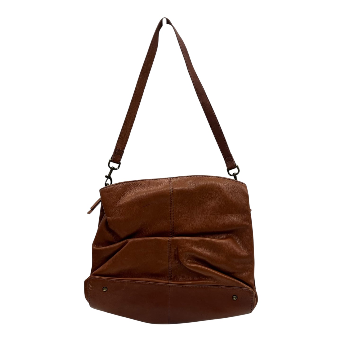 Handbag Leather By Clothes Mentor In Brown, Size:Medium