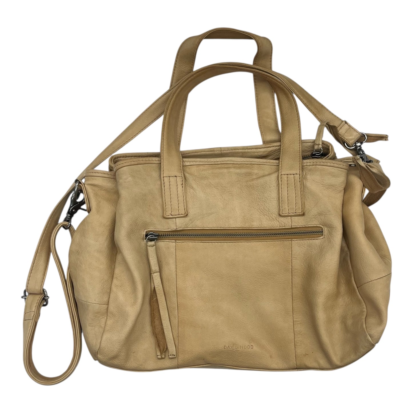 Handbag Leather By Clothes Mentor In Tan, Size:Medium