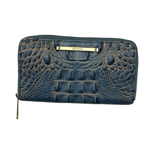 Wallet Designer By Brahmin In Blue & Brown, Size:Large