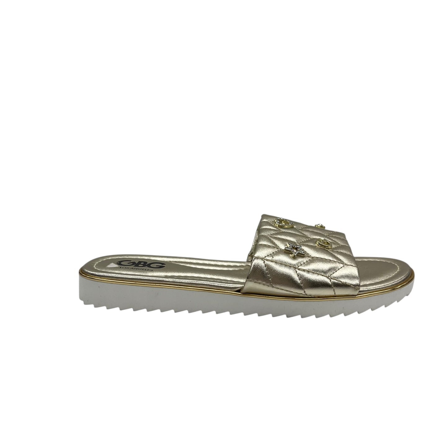 Sandals Flats By Clothes Mentor In Gold, Size:7.5