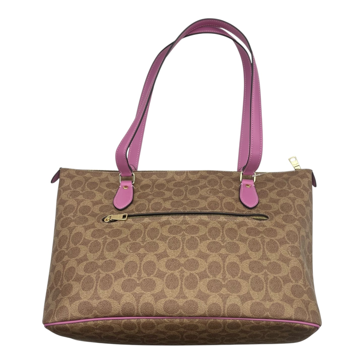 Handbag Designer By Coach In Purple & Tan, Size:Medium