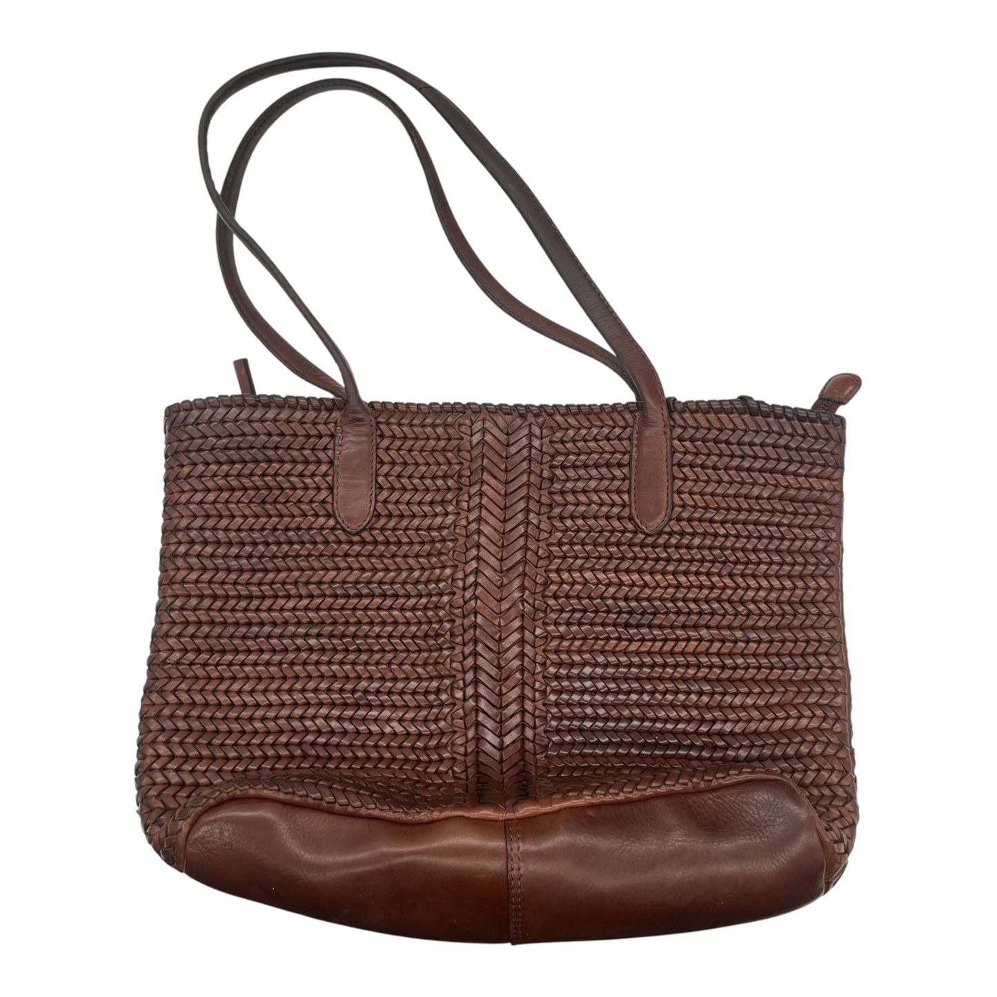 Handbag Leather By Clothes Mentor In Brown, Size:Medium