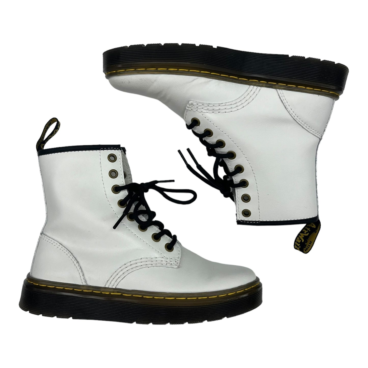 WHITE BOOTS ANKLE FLATS by DR MARTENS Size:5